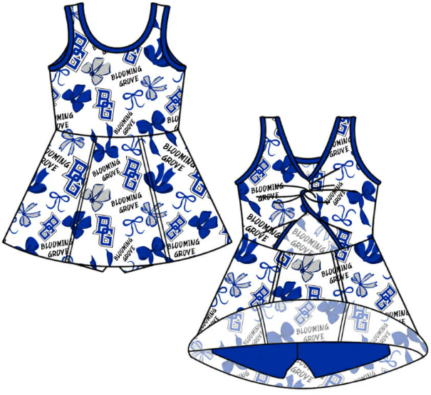 NB010623 Baby Girls Bow Team Sleeveless Yoga Skort Knee Length Dresses