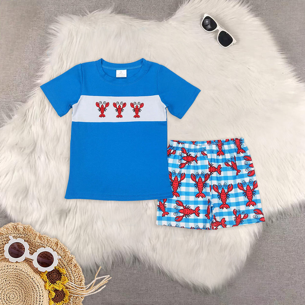 RTS NO MOQ Embroidery short-sleeved shorts suit & short-sleeved sets