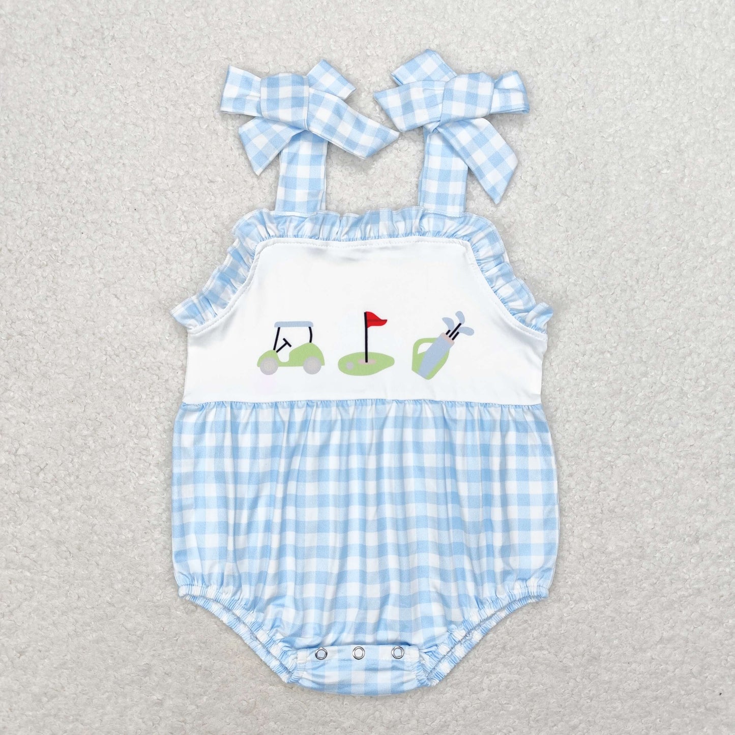 RTS no moq SR1175 Golf cart blue plaid camisole jumpsuit
