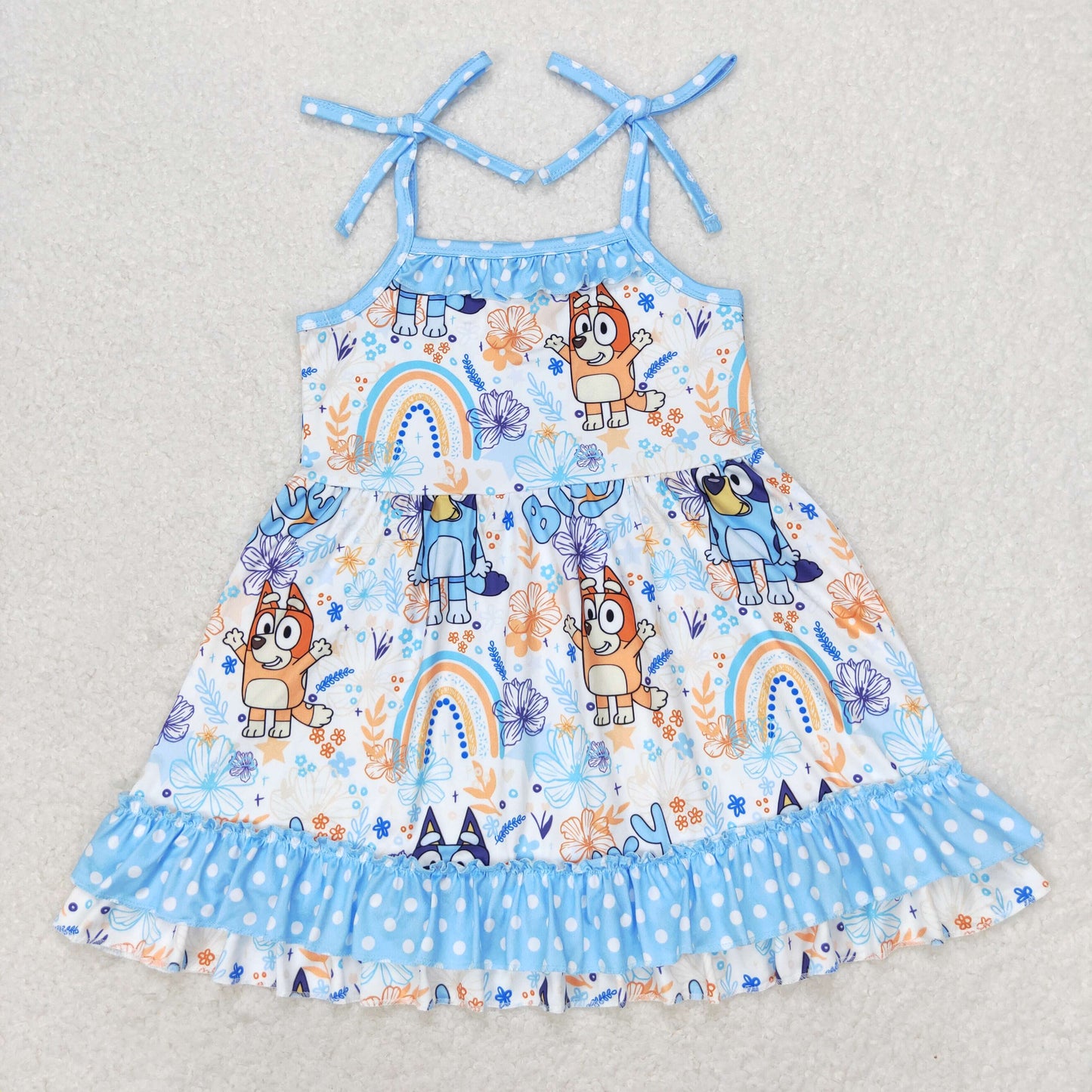 Cute Clothes  GSD1284 rainbow flower polka dot blue lace suspender dress