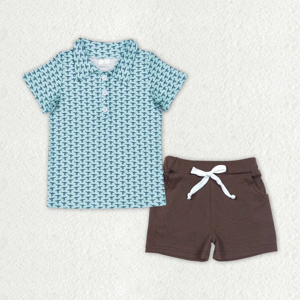 RTS NO MOQ Sibling Baby boy clothes camouflage duck Short Sleeve shorts Suits