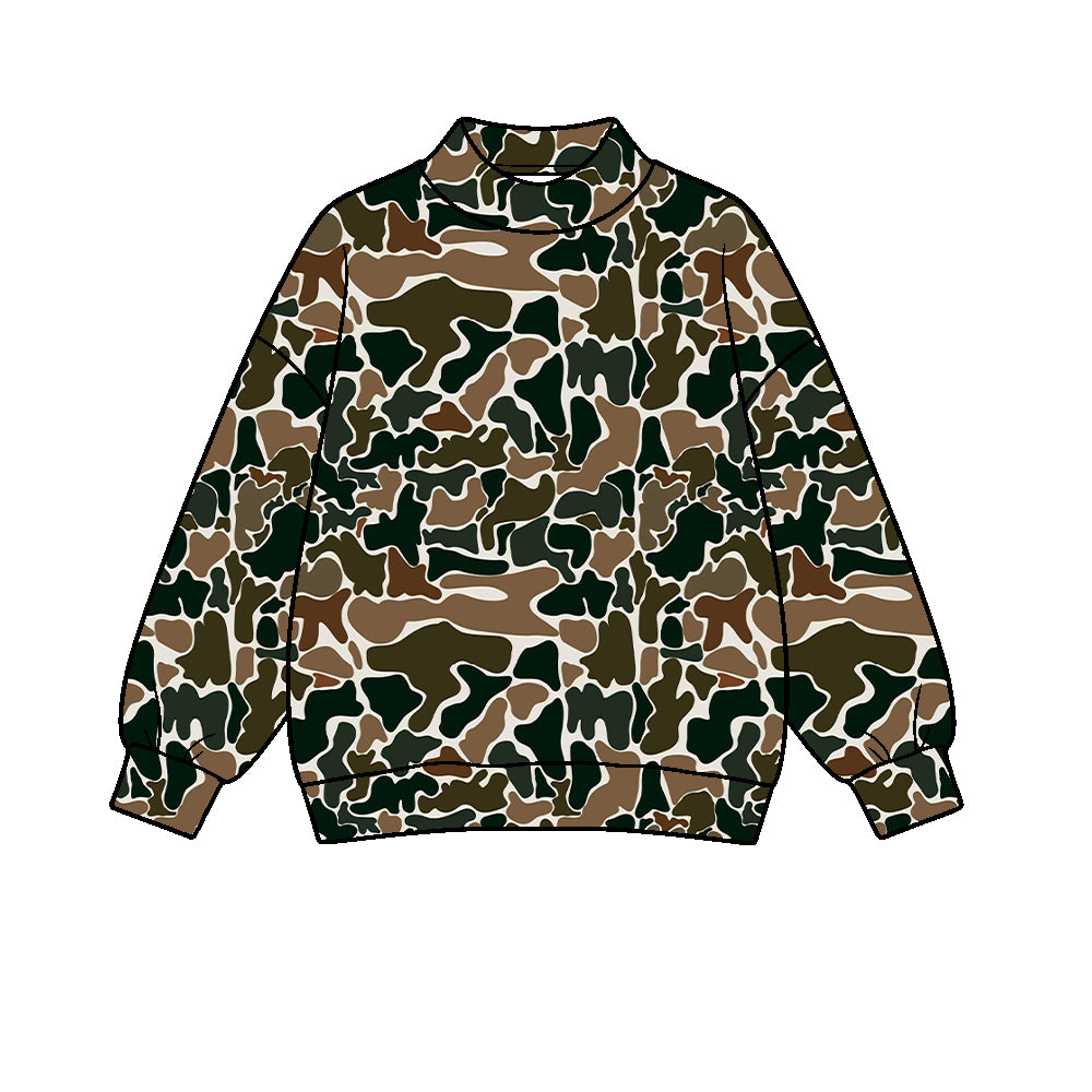 pre order no moq CAMOSW0101 High Neck Baby Kids Camo Print  Long Sleeve Pullover Sweatshirt Casual Top