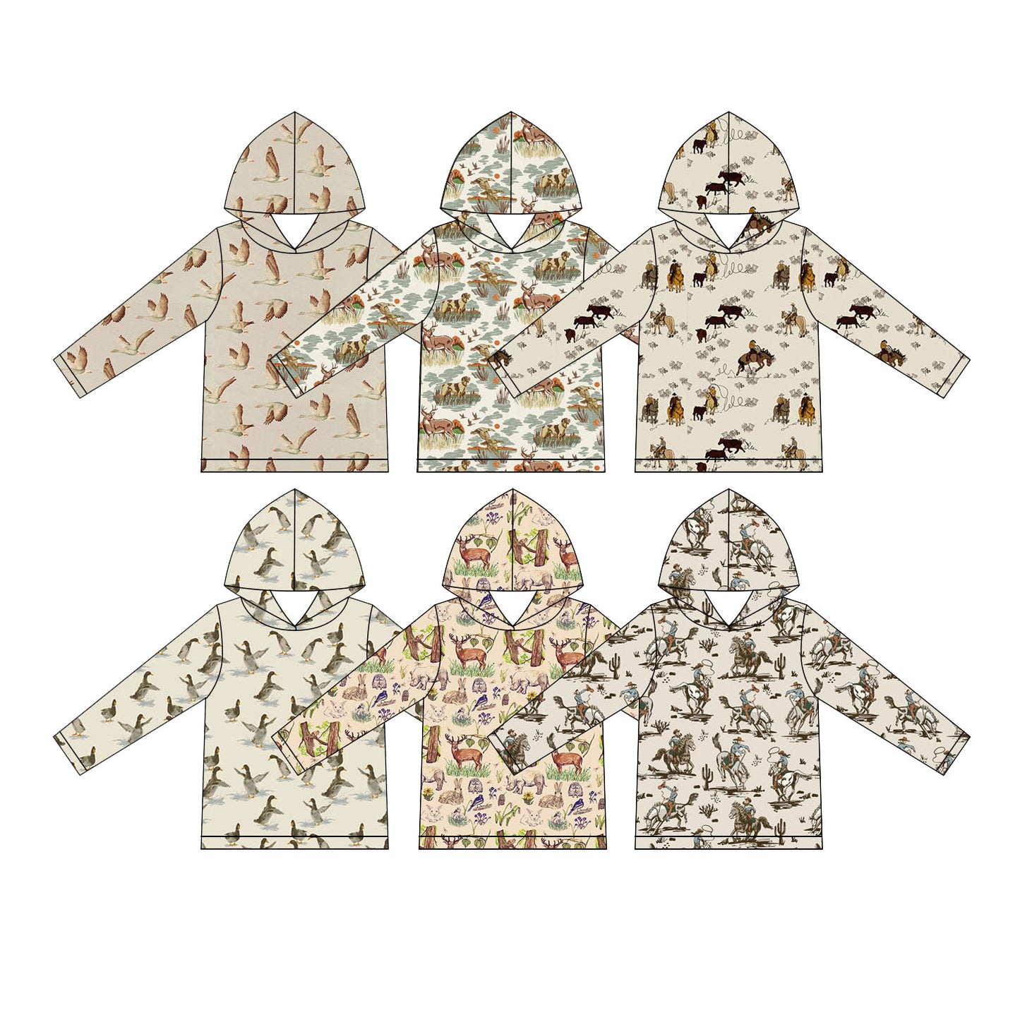 (Pre Order) No moq milk silk Baby Boys Long Sleeve Plaid Hunting Ducks Hoodies Top