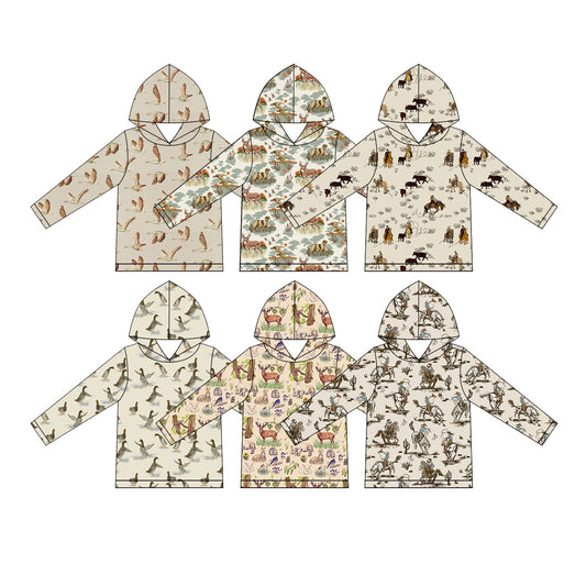 (Pre Order) No moq milk silk Baby Boys Long Sleeve Plaid Hunting Ducks Hoodies Top