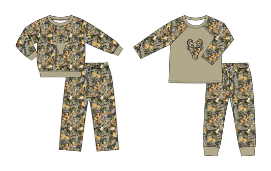 (Pre Order) No moq milk silk Baby Boys Camo Long Sleeve Top Pants Set