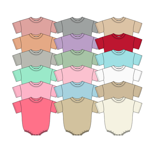 (Pre Order) No moq Summer Baby Kids Short Sleeve Solid Color Rompers