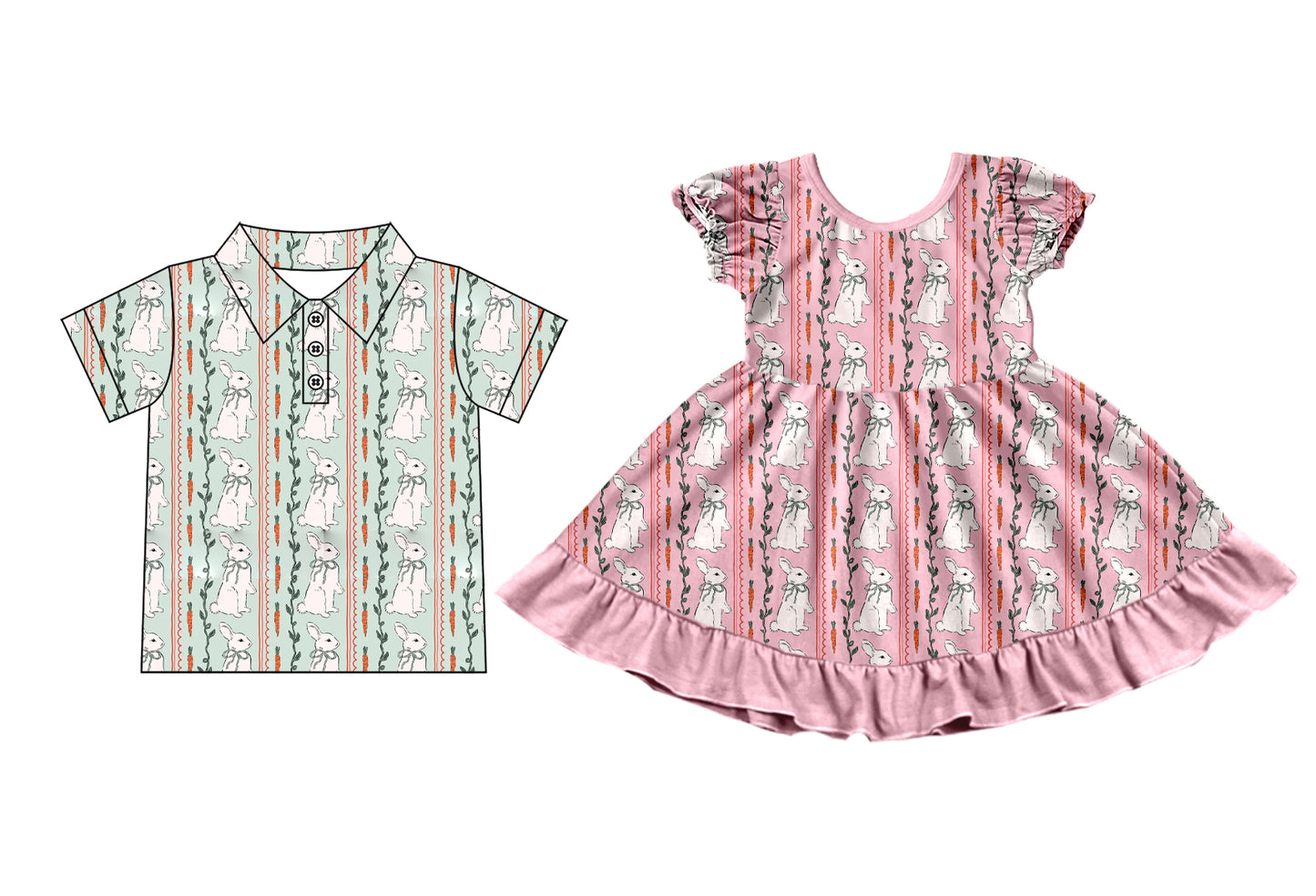 (Preorder new) No moq Kids cute rabbit color T-shirt top dress