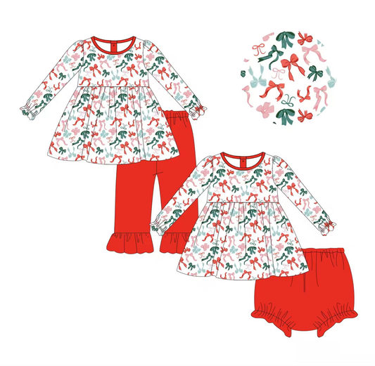 Custom moq 5 each style eta 6-7weeks baby girl clothes bow red long sleeve pants sets brief set-25.8.9