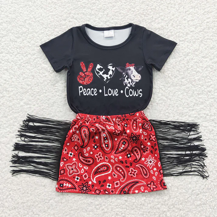 RTS NO MOQ Baby girl clothes tassel Short Sleeve shorts Suit