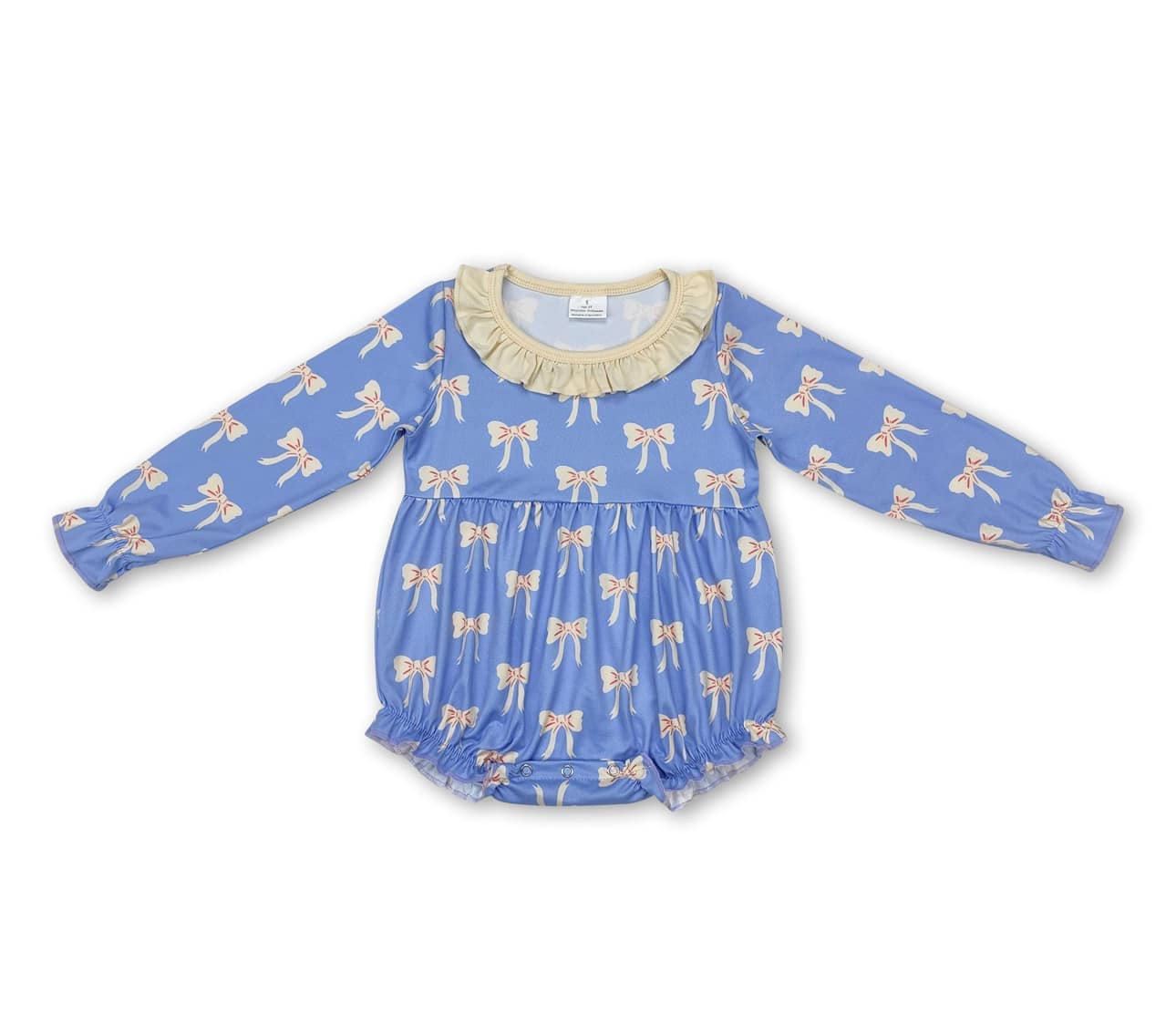 RTS NO MOQ Baby Girls bow blue Long Sleeve Dress & Romper