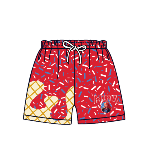 Custom moq 5 mix size milk silk baby boy girl clothes team red summer shorts-25.10.20