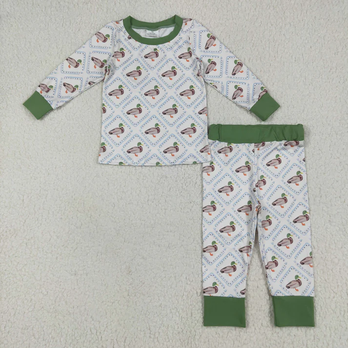 RTS NO MOQ Sibling Baby boy clothes duck long-sleeved trousers suit & romper and blanket