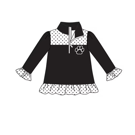 custom moq 3 eta 6-8weeks team girls black long sleeves top