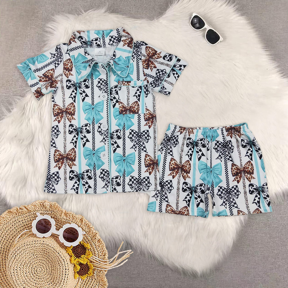 RTS NO MOQ Baby girl clothes Short Sleeve shorts pajamas Suit