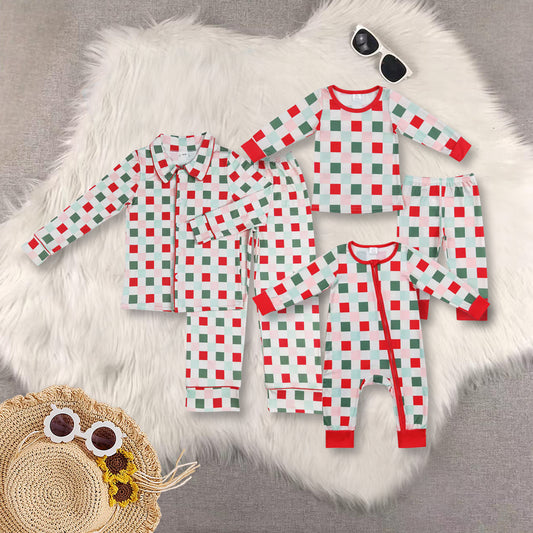 RTS NO MOQ Sibling baby Girls plaid long sleeve pants sets and rompers and adult set Clothes
