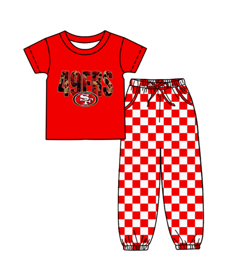 Custom moq 8 mix size milk silk summer teams baby boy clothes red plaid short sleeve pants sets-25.9.29