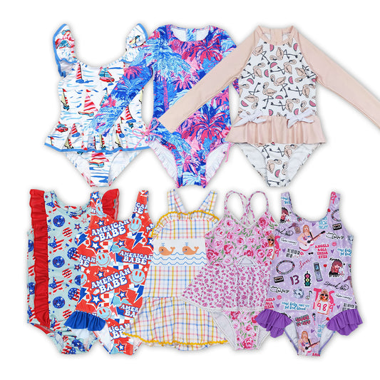 RTS NO MOQ baby girl clothes Short Skirt Set & Swimsuit