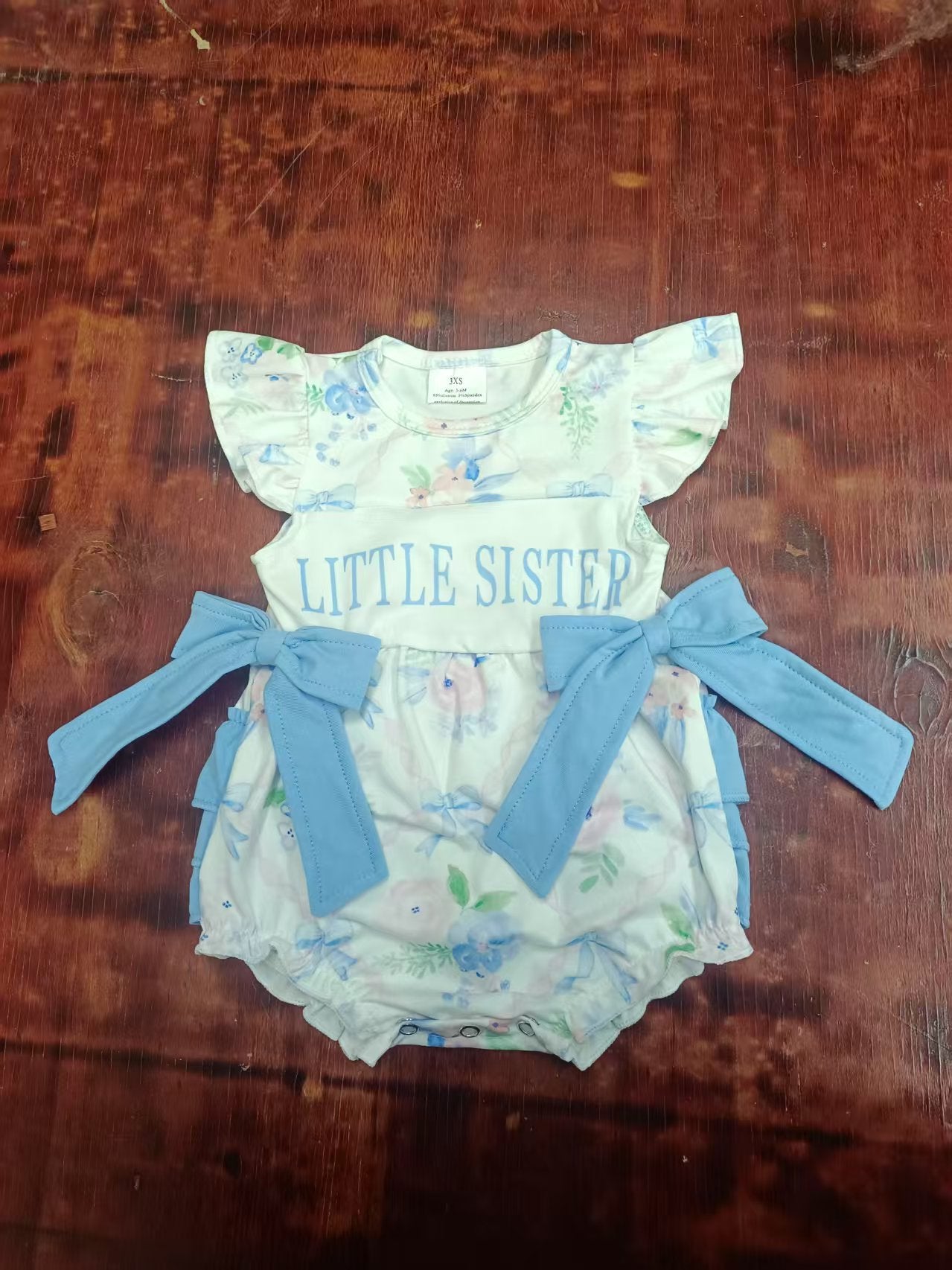 Custom moq 3 eta 6-7weeks baby girl clothes LITTLE SISTER short sleeve romper