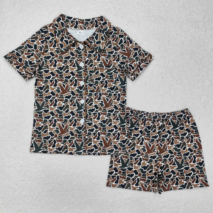 RTS NO MOQ Sibling Adult Girls Button Cardigan Short Sleeve Shorts Pajama Set: Leopard & Geometric Stripes