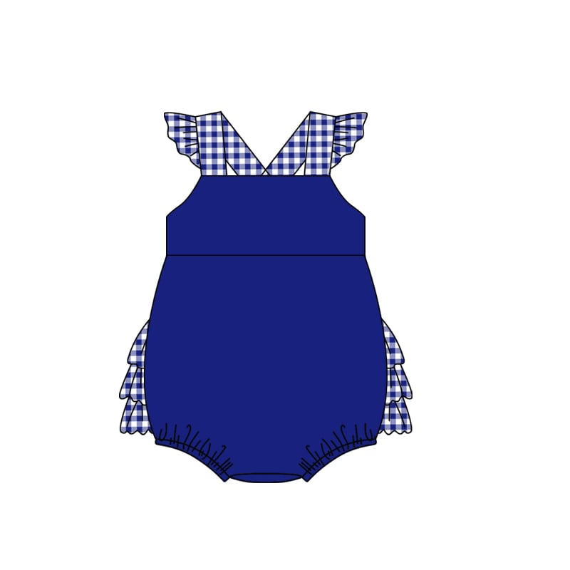 Custom moq 3 eta 7/8week moq 5 eta /4/5week baby girl and boys clothes plaid flying Sleeve briefs Shorts Set rompers