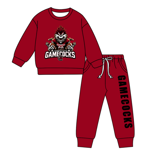 Custom moq 5 mix size milk silk summer teams baby boy clothes brick red long sleeve pants sets-25.11.5