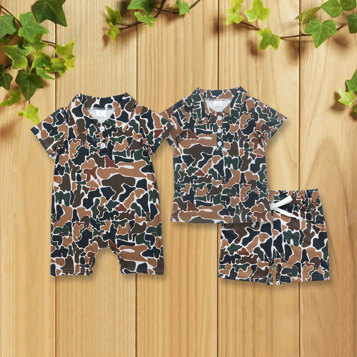 RTS NO MOQ baby boys clothes camouflage short sleeve Rompers Clothes Sets