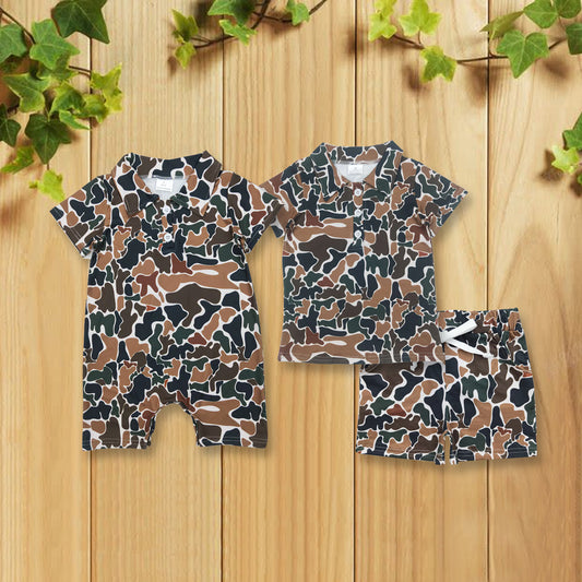 RTS NO MOQ baby boys clothes camouflage short sleeve Rompers Clothes Sets