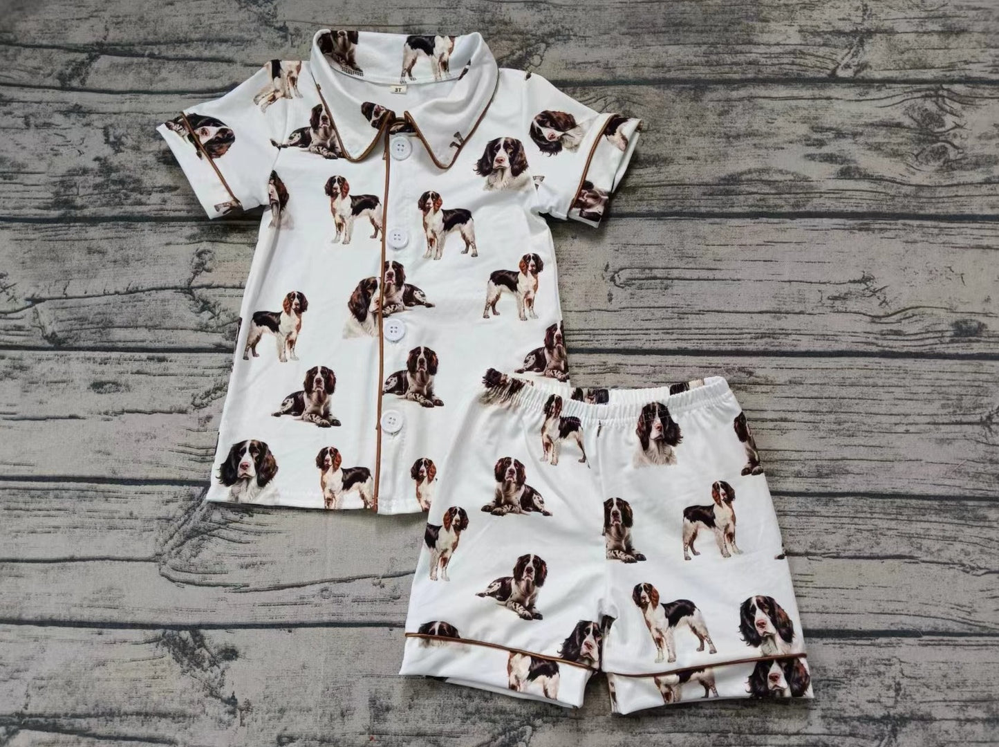 custom moq 5 eta 5weeks summe boys  dog short sleeve shorts Boys pajama Set
