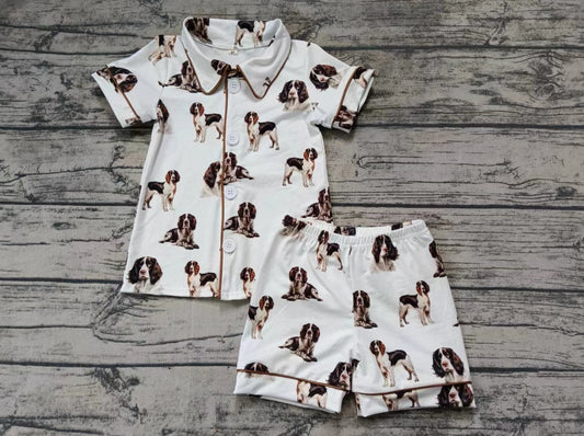 custom moq 5 eta 5weeks summe boys  dog short sleeve shorts Boys pajama Set