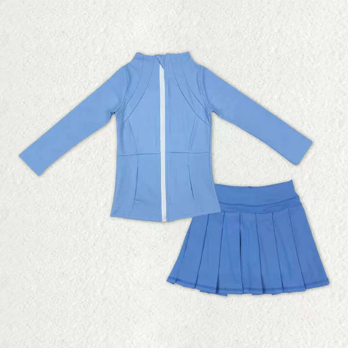 RTS NO MOQ Sibling baby Girls clothes yoga solid color long sleeve Clothes skirts Sets