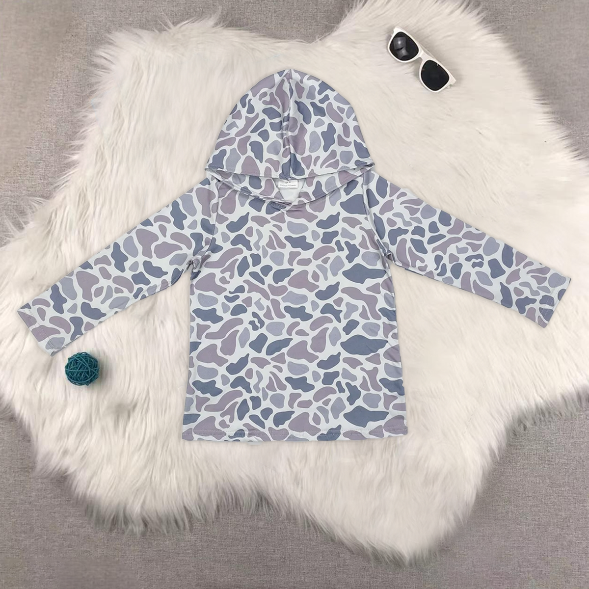 RTS NO MOQ baby girl clothes camouflage hooded long sleeved tops