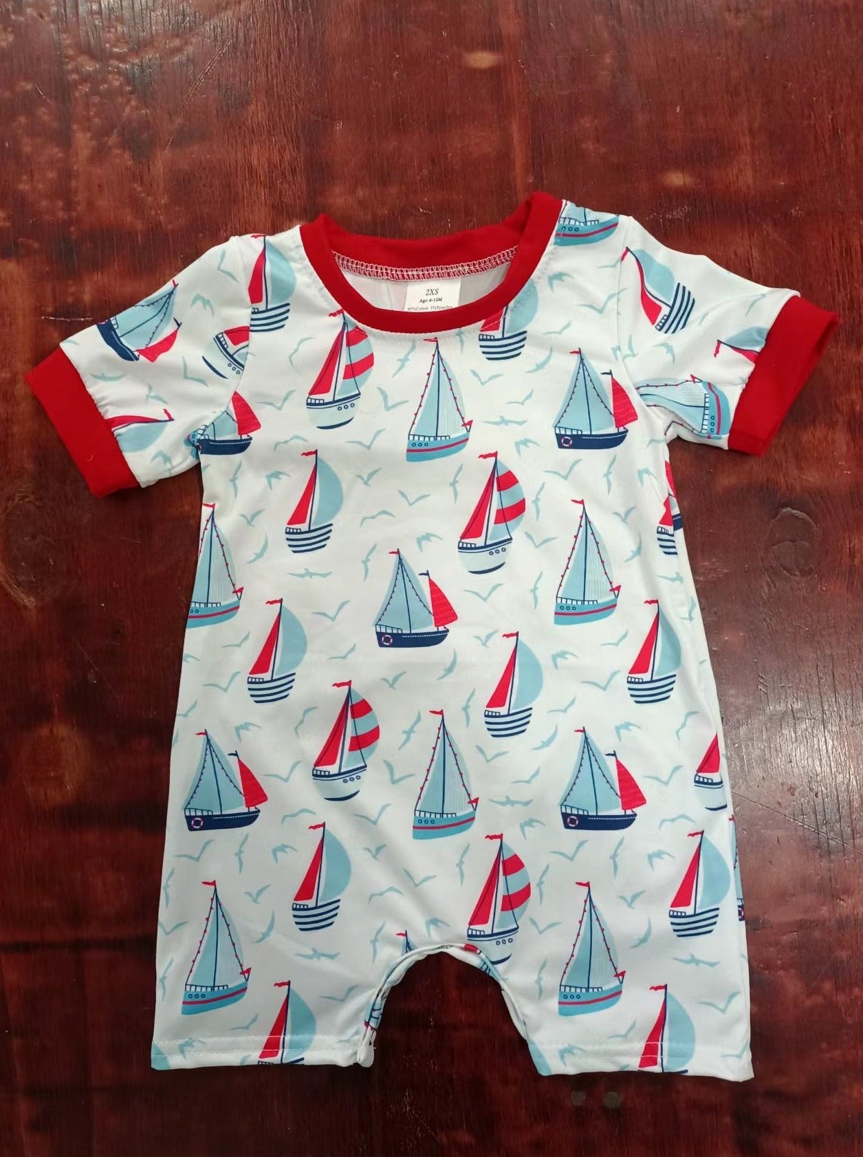 custom moq 5 eta 5weeks mix size baby boys clothes boat short sleeve summer Romper