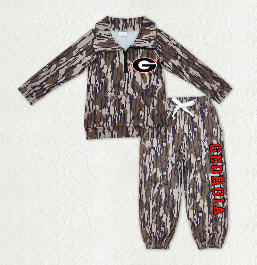 Custom moq 5 mix size milk silk summer teams baby boys clothes camouflage long sleeve pants sets-25.11.12
