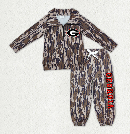 Custom moq 5 mix size milk silk summer teams baby boys clothes camouflage long sleeve pants sets-25.11.12