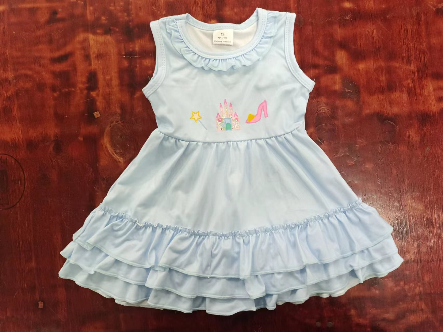 custom moq 5 eta 4-6weeks summer girls castle blue leeveless skirt dress