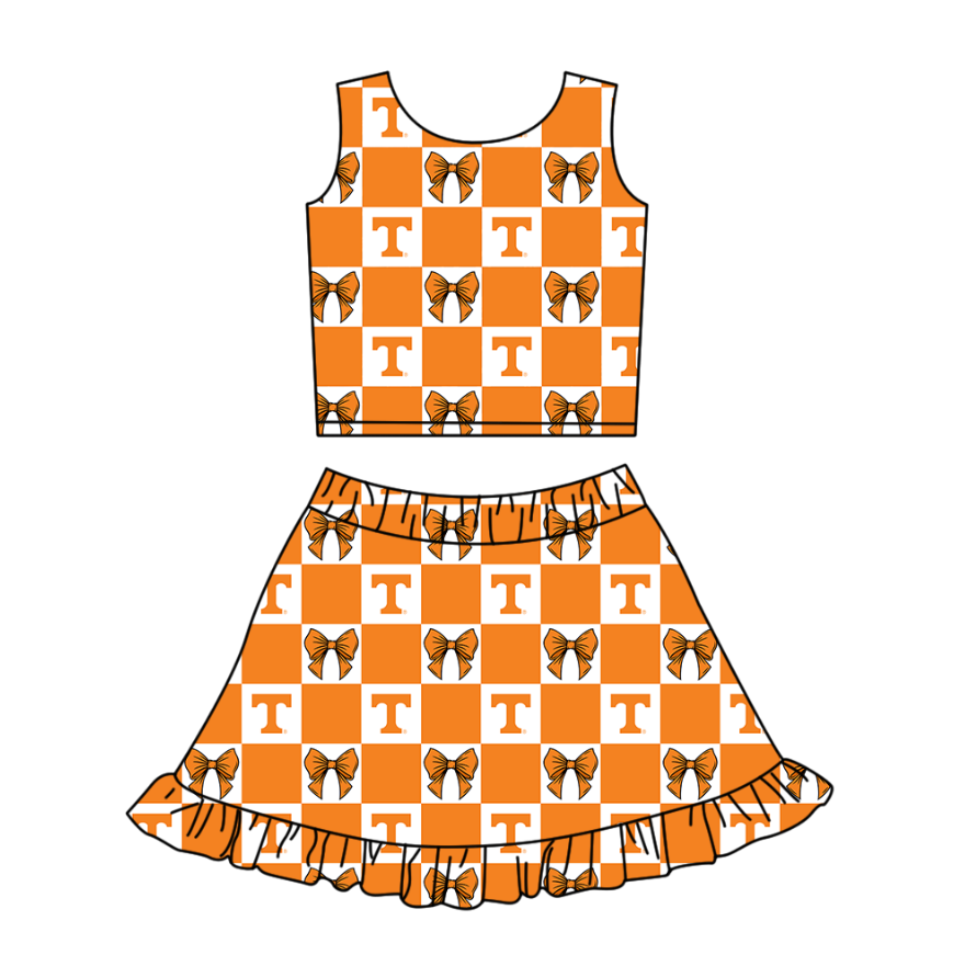 Custom moq 5 mix size Orange and white checkered suit