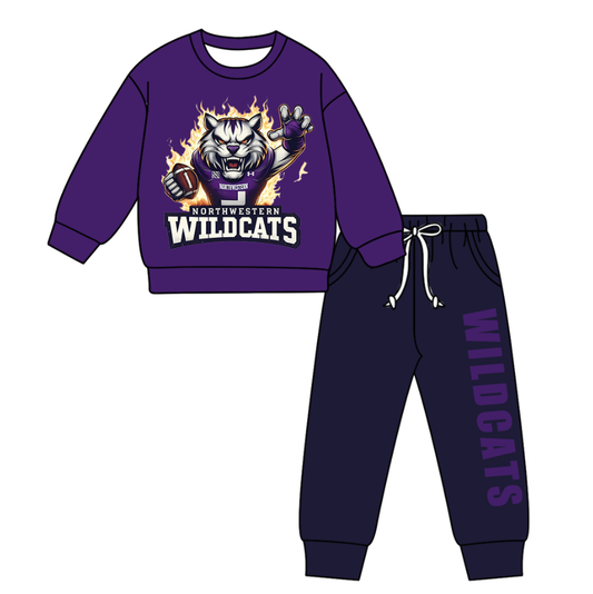 Custom moq 5 mix size milk silk summer teams baby boy clothes purple long sleeve pants sets-25.11.5