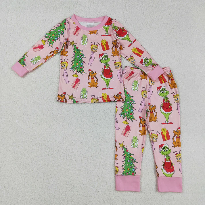RTS NO MOQ Sibling Baby Girls Boys clothes Christmas long Sleeve Pants pajamas Sets