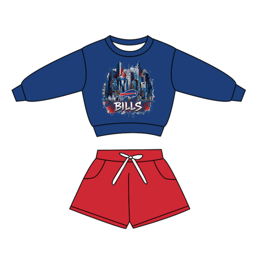 Custom moq 5 mix size milk silk baby boy clothes summer team navy blue and red long sleeve shorts sets
