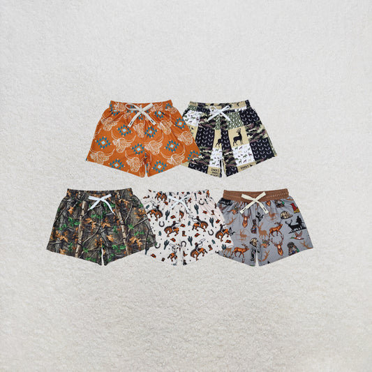 RTS NO MOQ（In Stock)Baby Boys Western Cow Aztec Trunks Bottoms Swimsuits