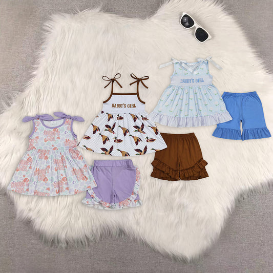 RTS NO MOQ Embroidery daddy short-sleeved shorts suit & short-sleeved sets
