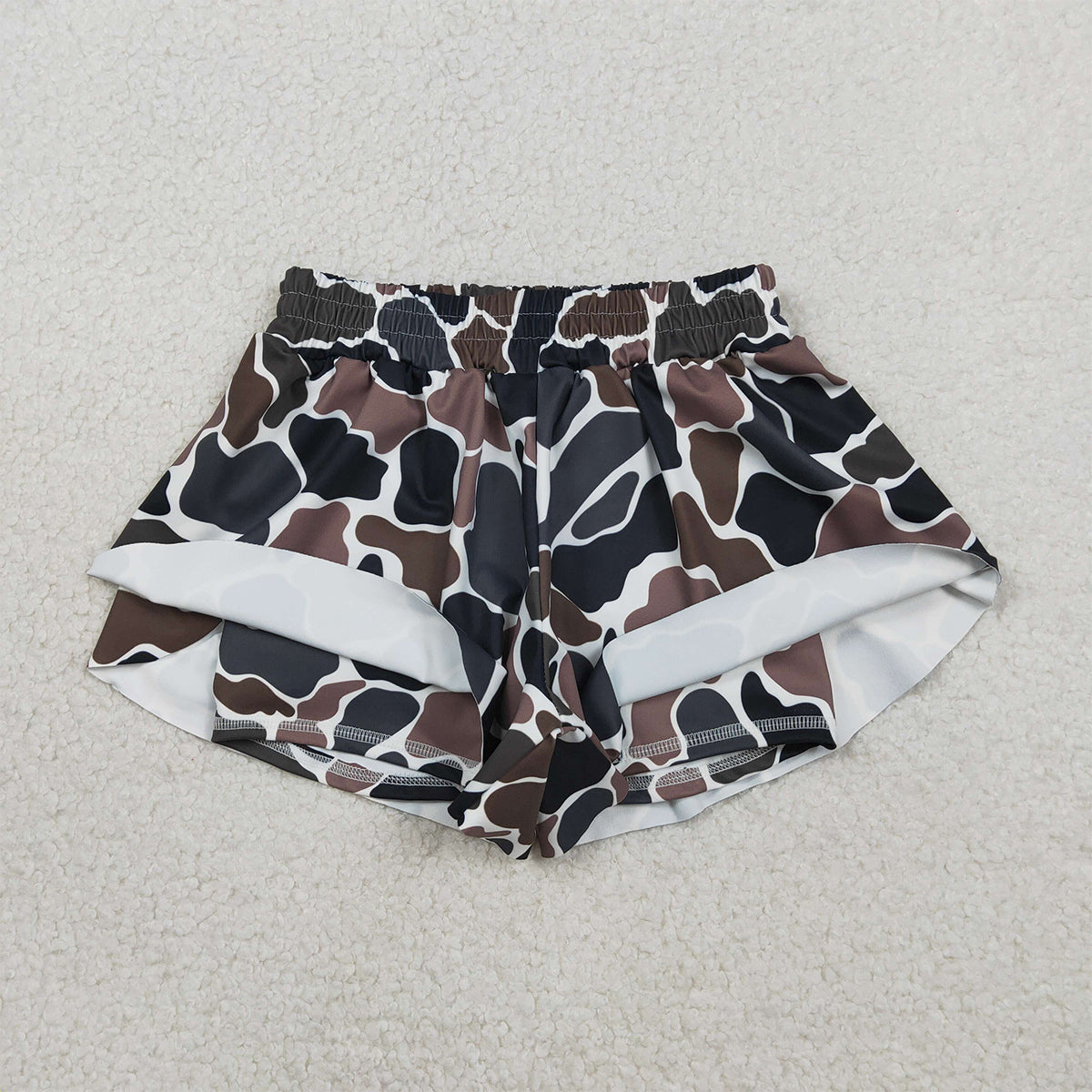 RTS NO MOQ SS0773 Baby Girls Southern Dark Brown Camo Ruffle Shorts Bottom Active Yoga Pants for Toddlers Girls