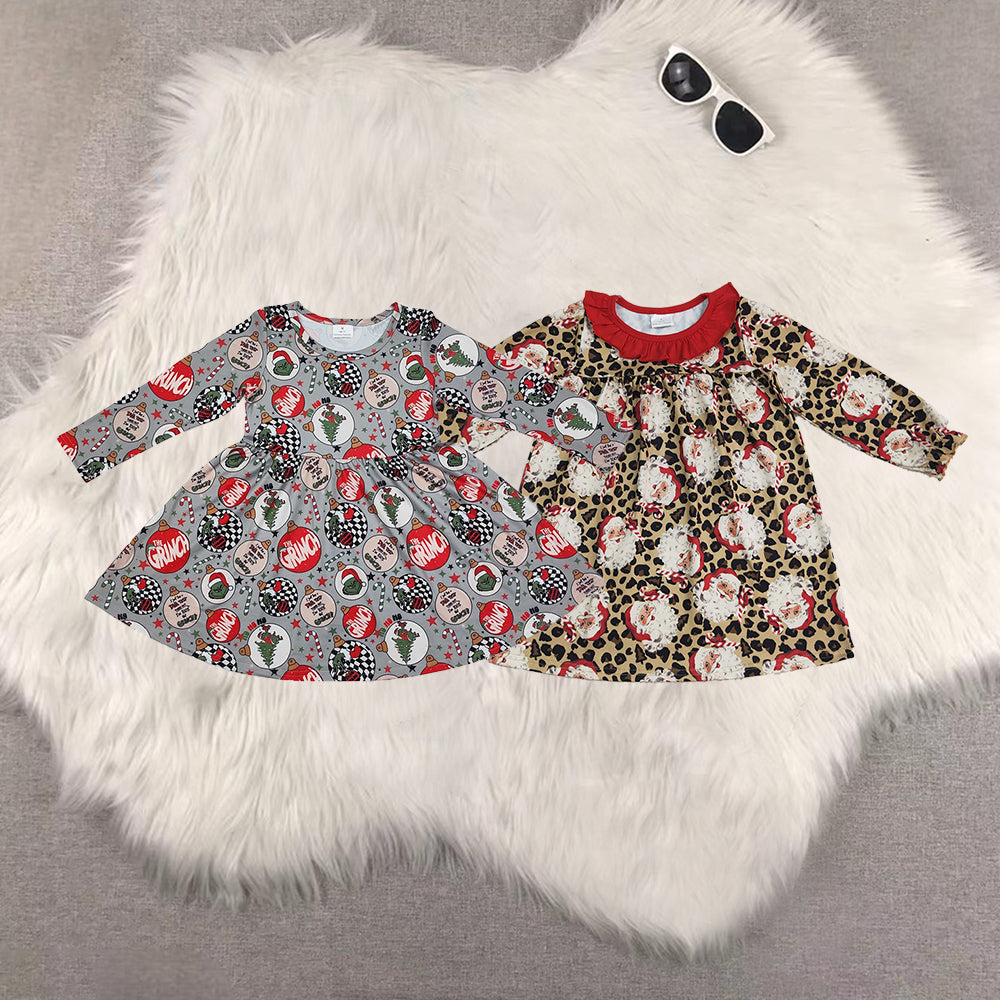 RTS Sibling baby girls clothes Christmas long Sleeve dresses