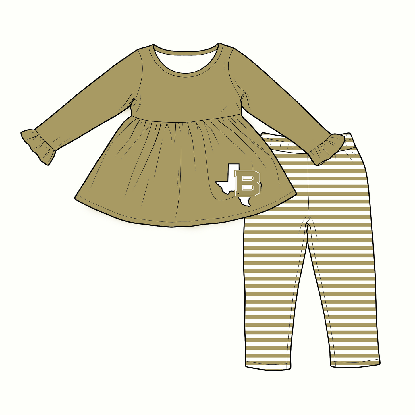 custom moq 5 mix size XY063009 Baby Girls Long Sleeve Tunic Top Leggings Two Piece Clothes Sets