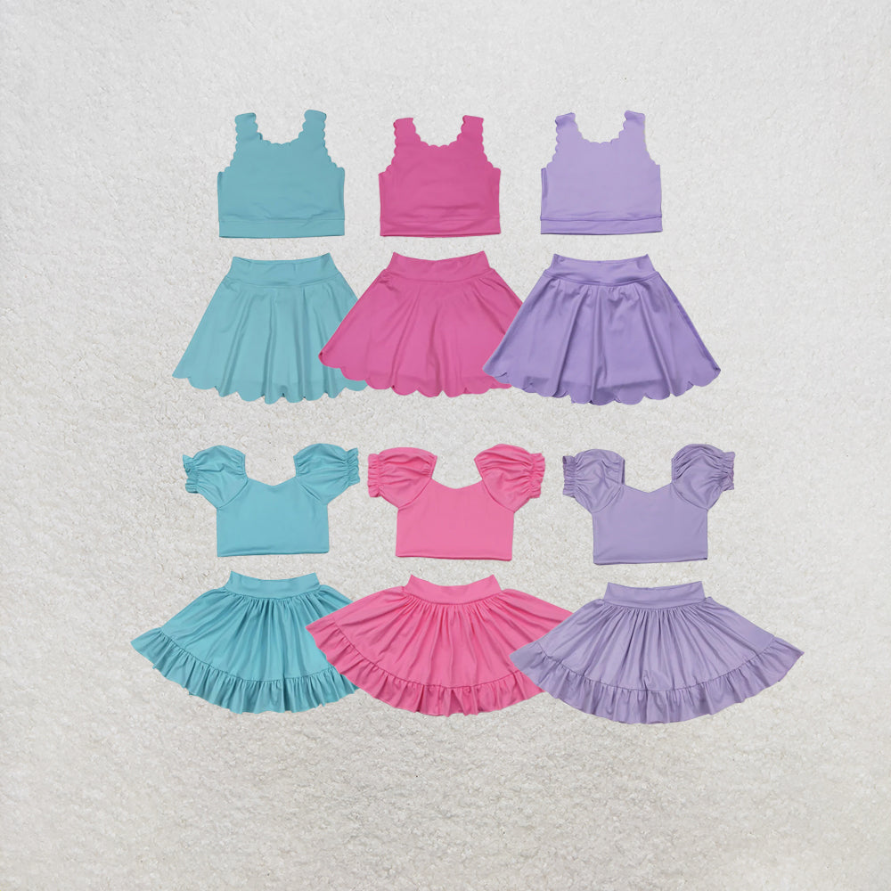 RTS NO MOQ Sibling Baby Girls Shirts Skirt Shorts Bottom Yoga Active Clothes Sets
