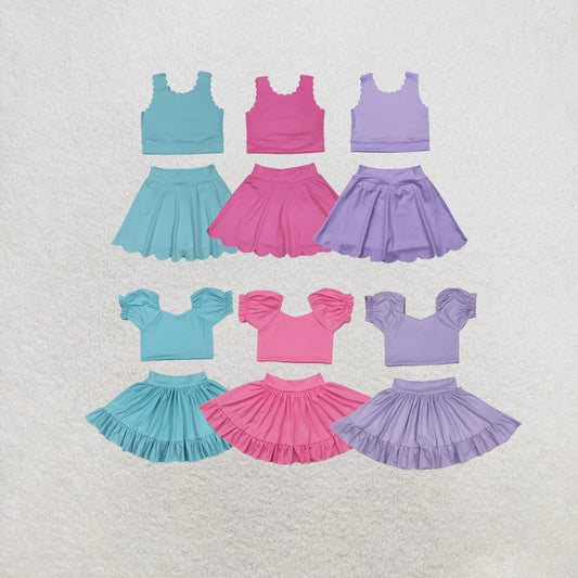RTS NO MOQ Sibling Baby Girls Shirts Skirt Shorts Bottom Yoga Active Clothes Sets