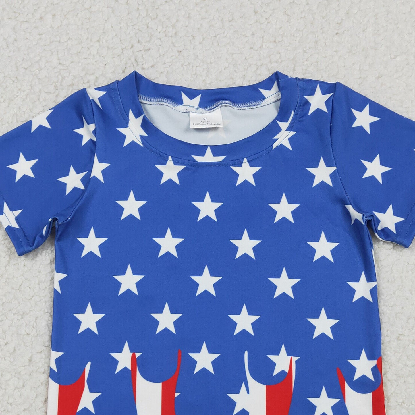 RTS NO MOQ Milk Silk BT1741 Baby Boys Short Sleeve Stars Stripe 4th of July T-shirts Top