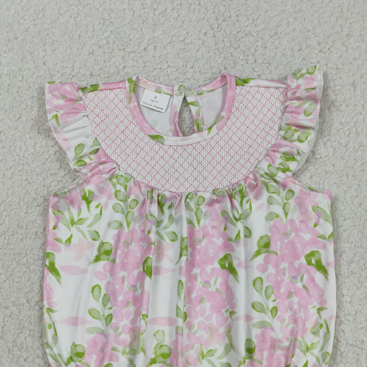 RTS NO MOQ SR3805 Baby Girls Smocked Ruffle Rompers Checked Colorful Flowers Cute Infant Clothing