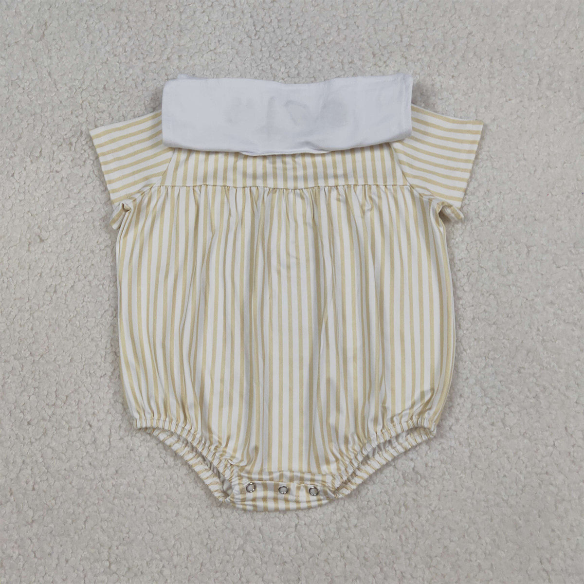 RTS NO MOQ SR3802 Embroidery Cross Baby Boys Sleeveless Romper with Yellow Stripe