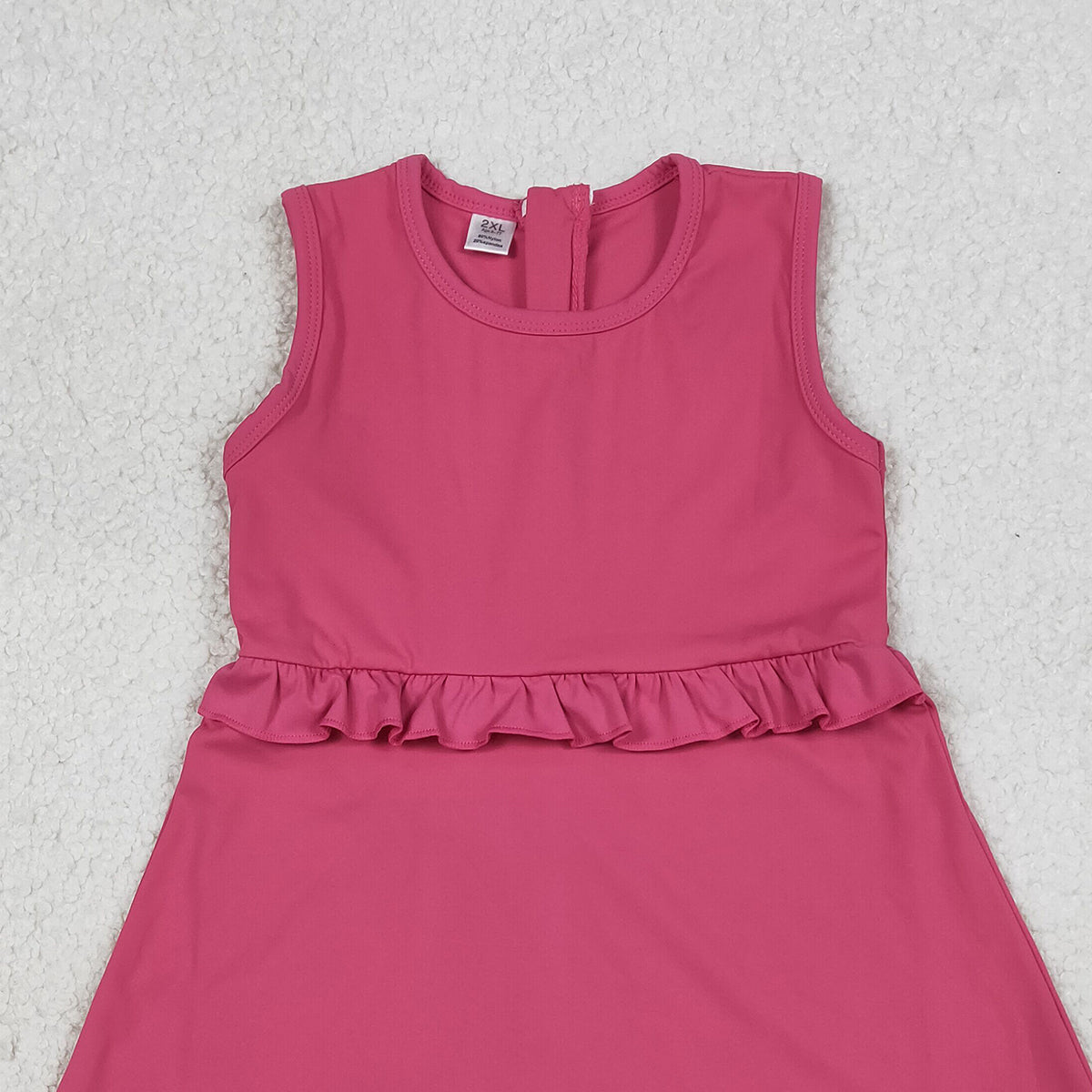 RTS NO MOQ GSD3740 Baby Girls Pink Sleeveless Yoga Active Shorts Knee-Length Dresses